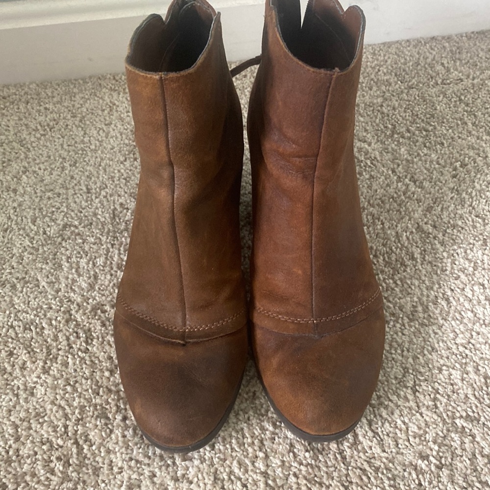 Brown leather booties
